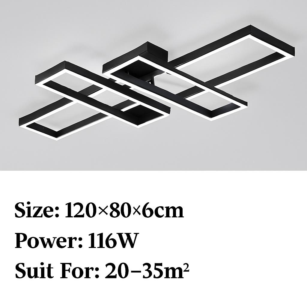 Plafonnier Led au design nordique moderne en aluminium blanc/noir avec télécommande