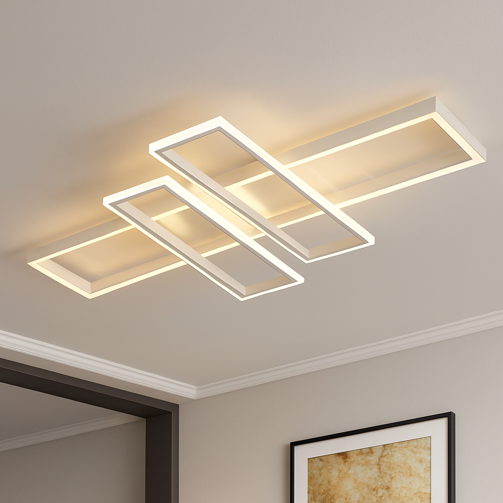 Plafonnier Led au design nordique moderne en aluminium blanc/noir avec télécommande