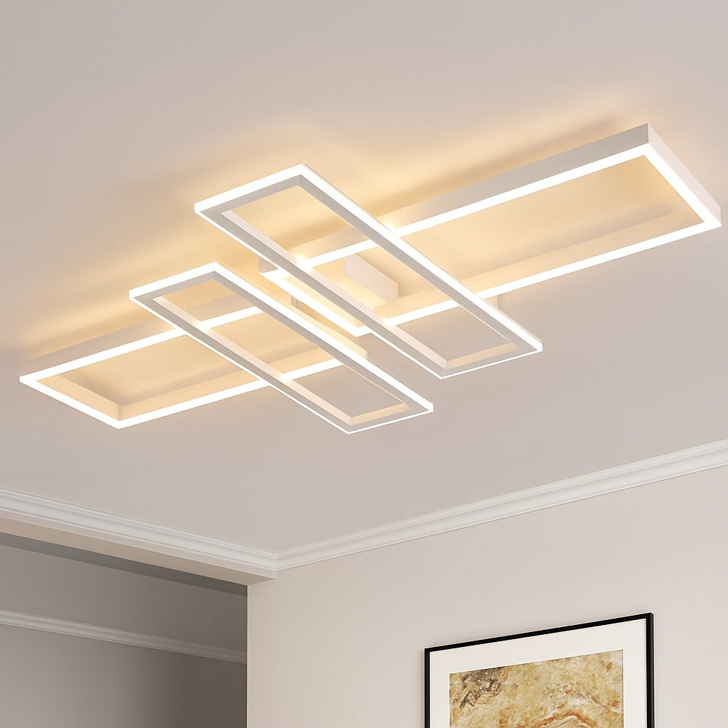 Plafonnier Led au design nordique moderne en aluminium blanc/noir avec télécommande