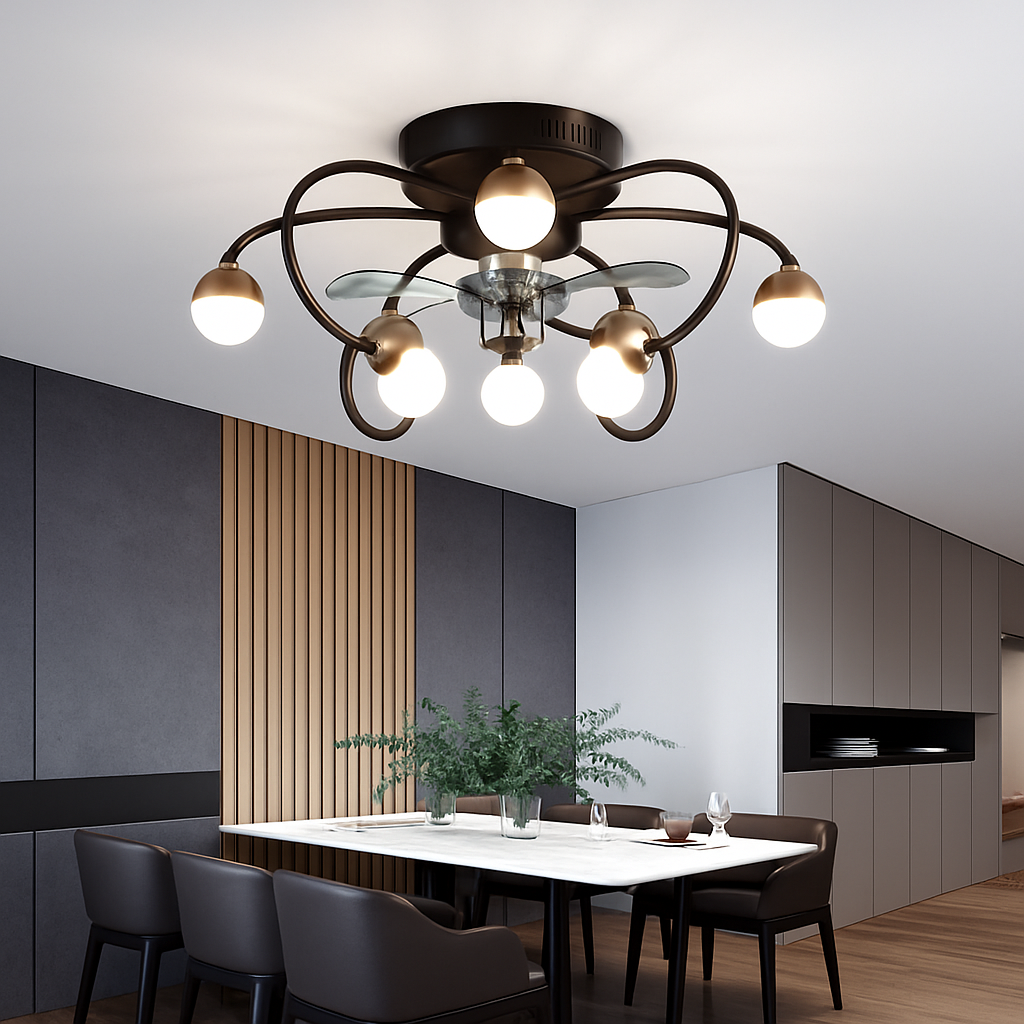 plafonnier led boule de verre ventilateur minimaliste éclairage moderne