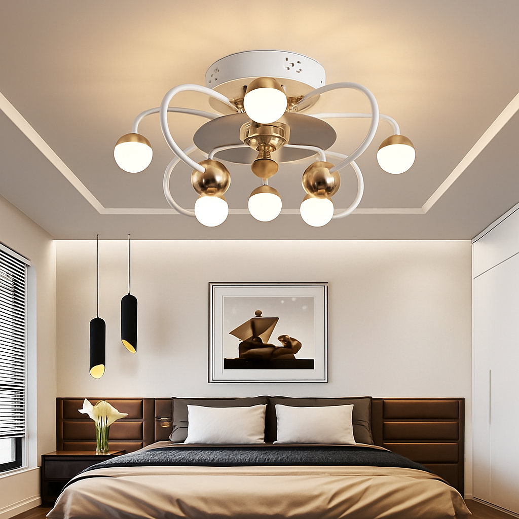 plafonnier led boule de verre ventilateur minimaliste éclairage moderne