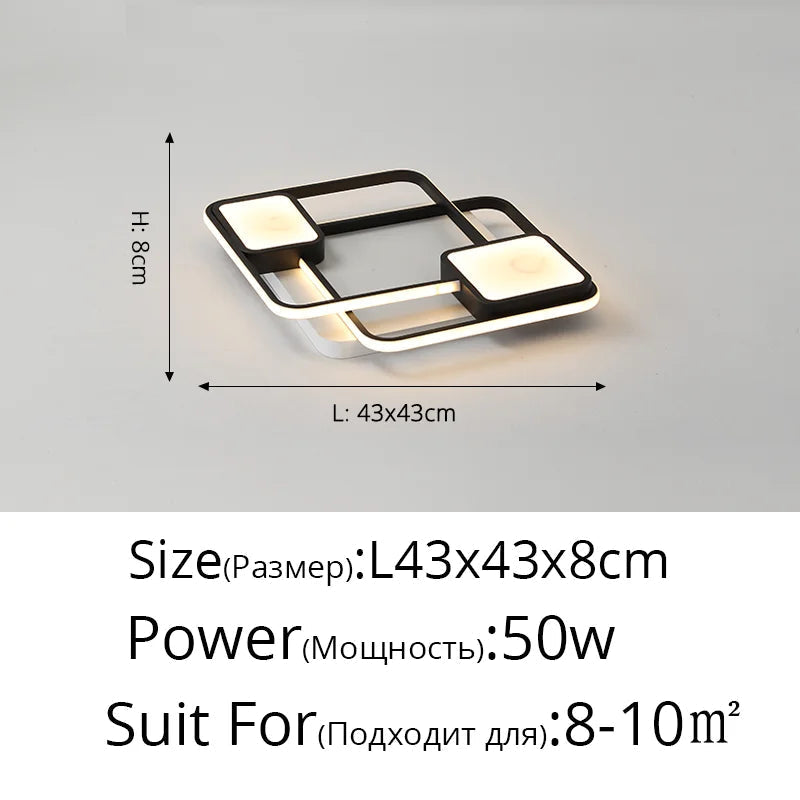 plafonnier led carré et rectangulaire style nordique décoratif