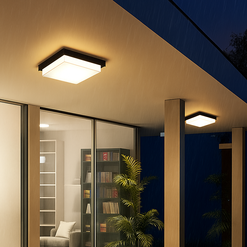 plafonnier led carré étanche pour extérieur jardin porche mur
