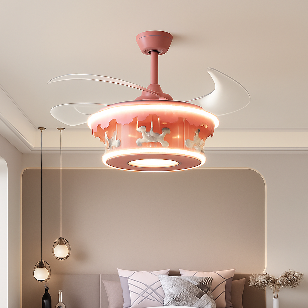 plafonnier led carrousel créative dessin animé luminaire pour filles