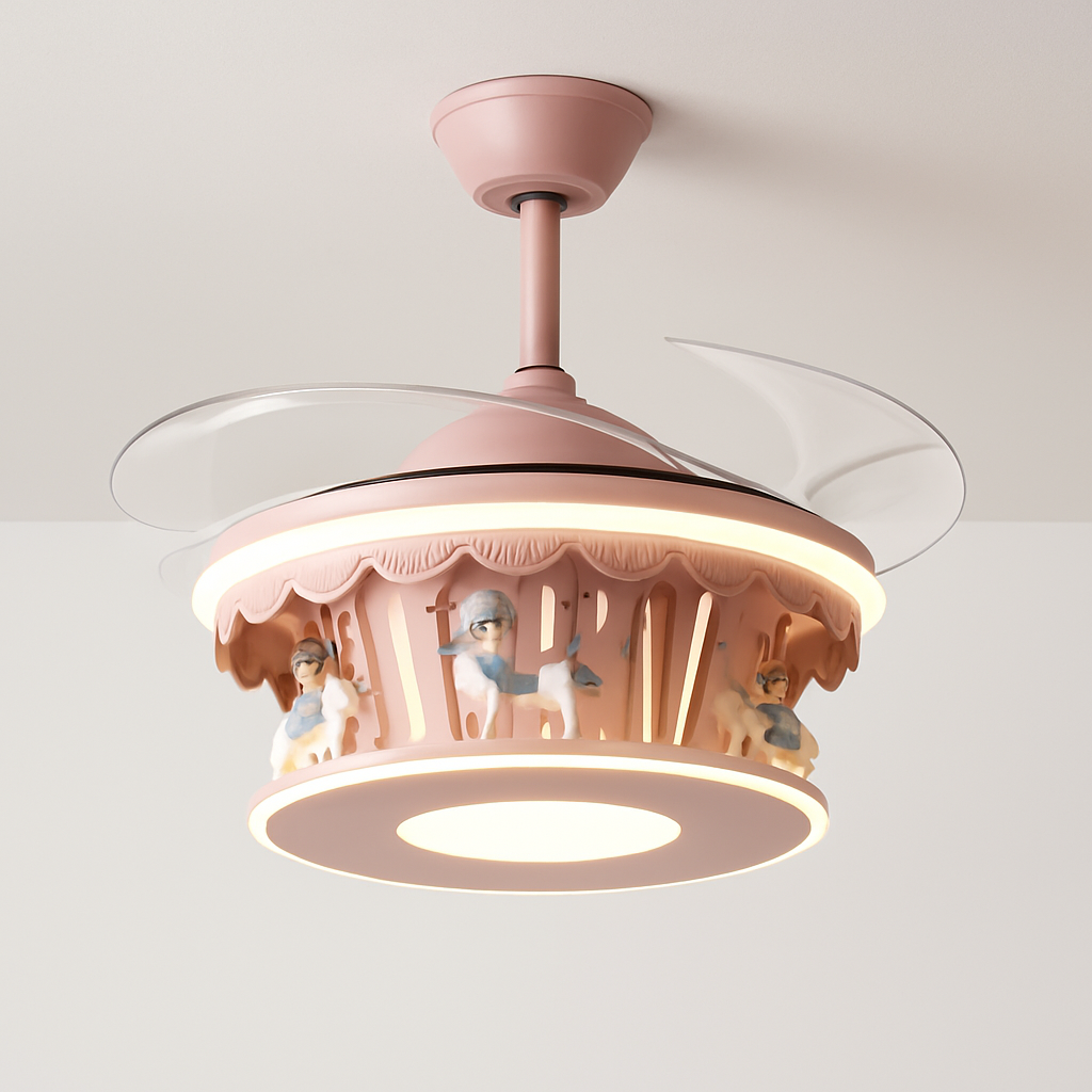plafonnier led carrousel créative dessin animé luminaire pour filles
