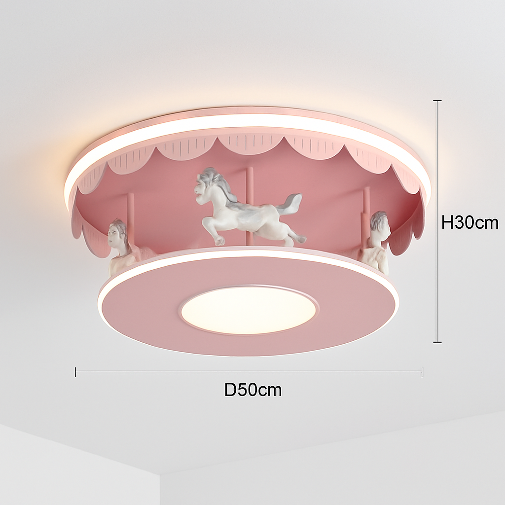 plafonnier led carrousel créative dessin animé luminaire pour filles