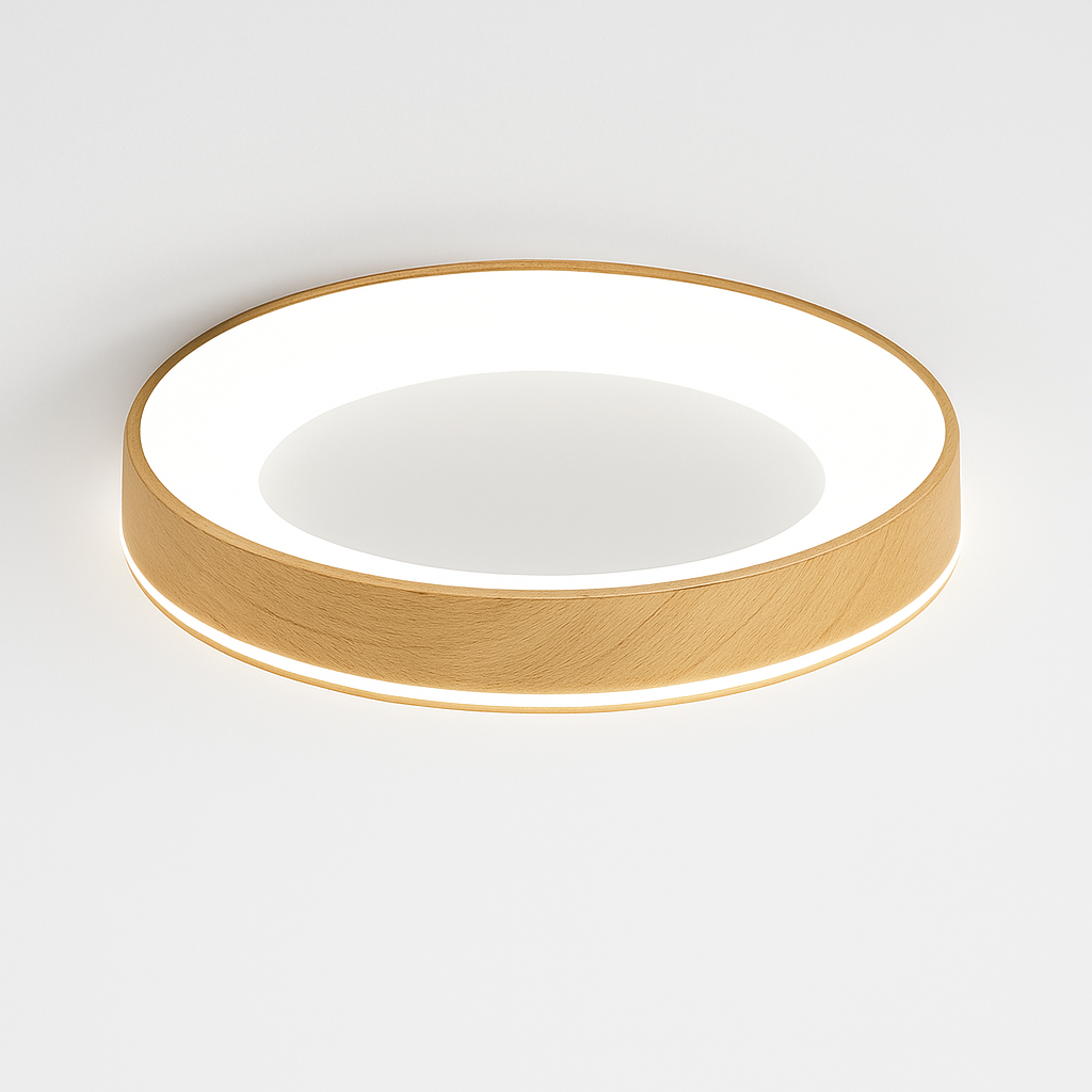 plafonnier led circulaire grain de bois design moderne éclairage minimaliste