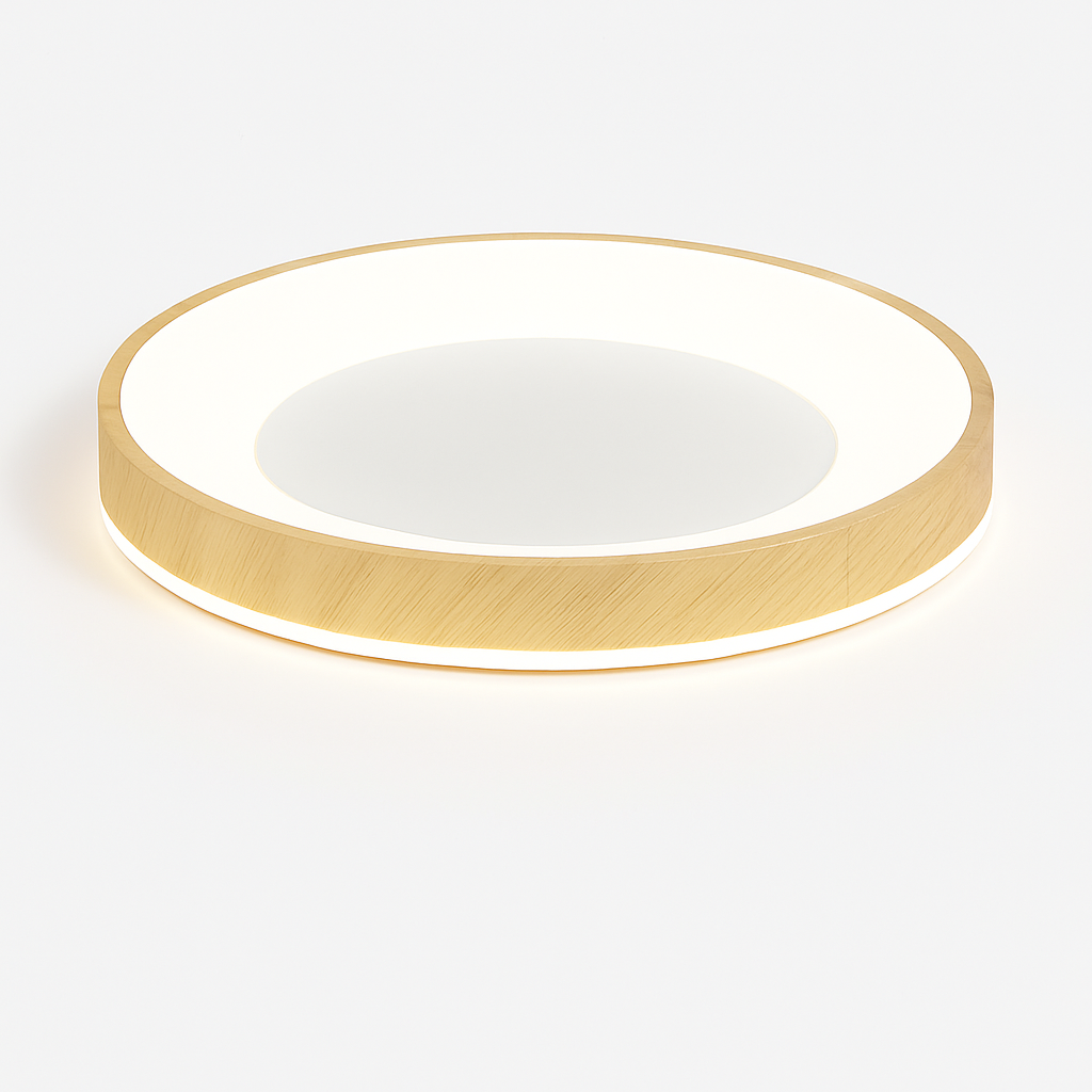 plafonnier led circulaire grain de bois design moderne éclairage minimaliste