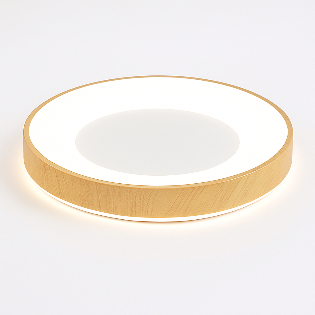 plafonnier led circulaire grain de bois design moderne éclairage minimaliste