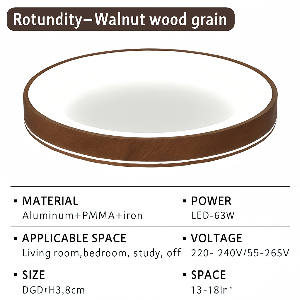 plafonnier led circulaire grain de bois design moderne éclairage minimaliste