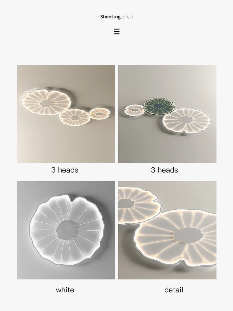 plafonnier led créatif en forme de feuille de lotus décoratif