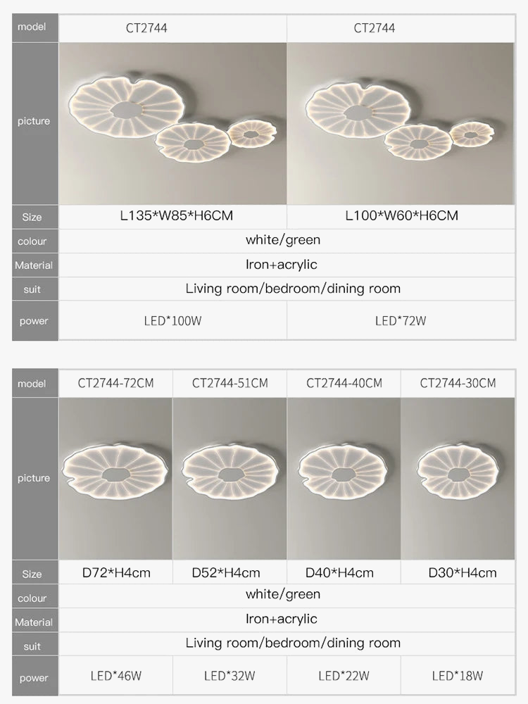 plafonnier led créatif en forme de feuille de lotus décoratif