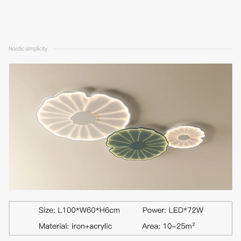 plafonnier led créatif en forme de feuille de lotus décoratif