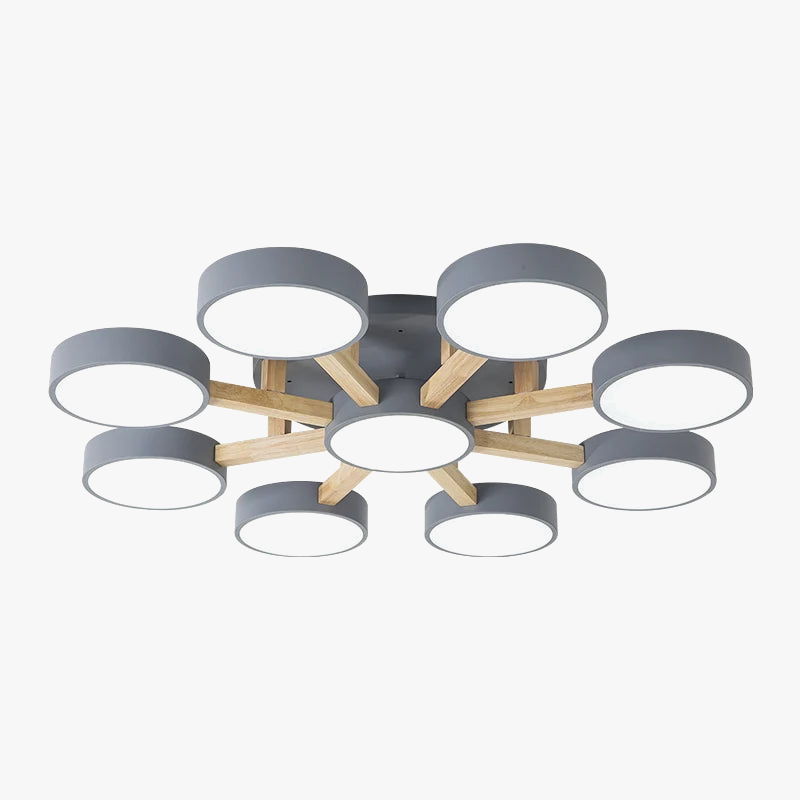 plafonnier led design moderne en acrylique et bois forme moléculaire