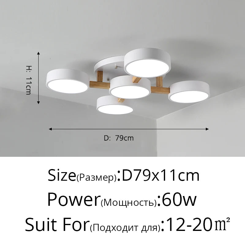 plafonnier led design moderne en acrylique et bois forme moléculaire