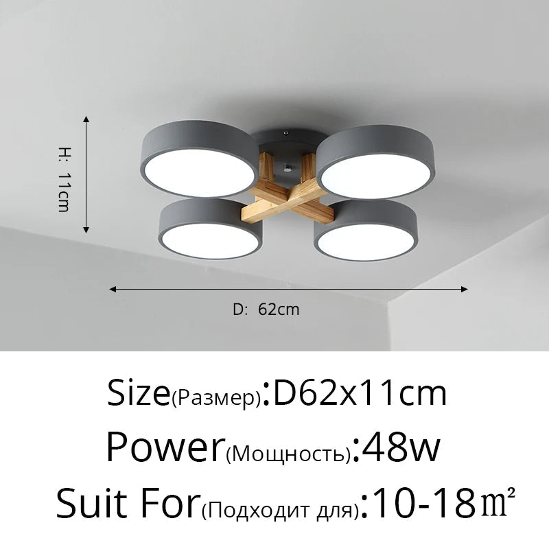plafonnier led design moderne en acrylique et bois forme moléculaire