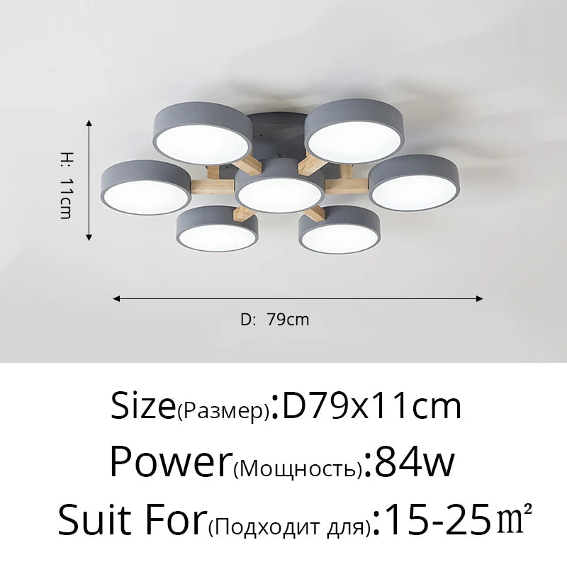 plafonnier led design moderne en acrylique et bois forme moléculaire