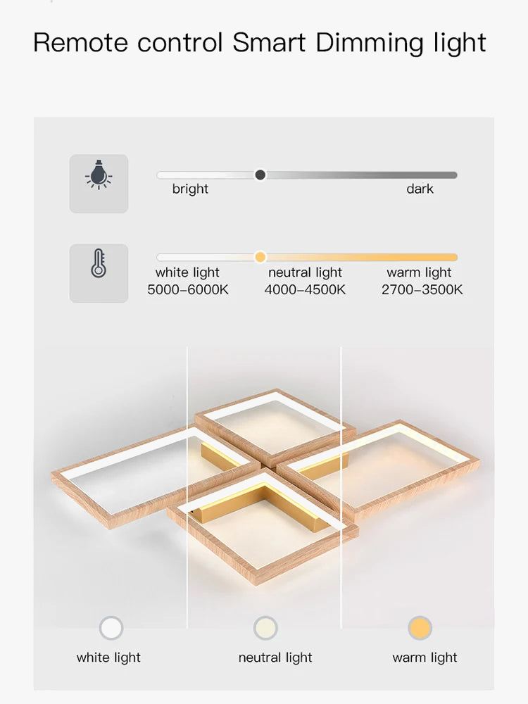 plafonnier led design moderne en métal et bois élégant