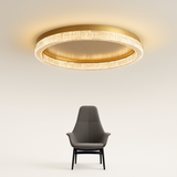 plafonnier led design moderne et simple en cristal doré rond et carré