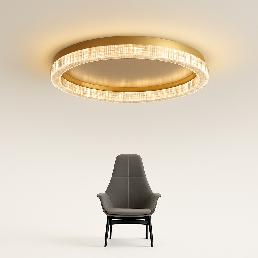 plafonnier led design moderne et simple en cristal doré rond et carré