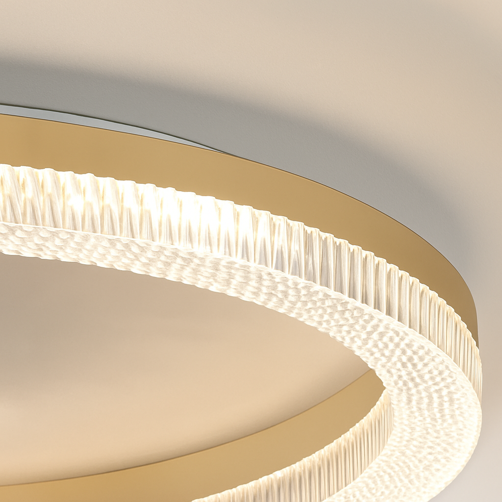 plafonnier led design moderne et simple en cristal doré rond et carré