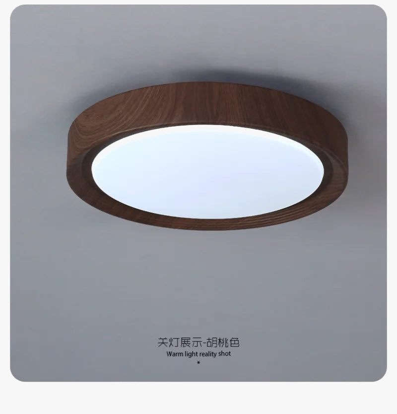 plafonnier led design nordique en bois et fer décoratif
