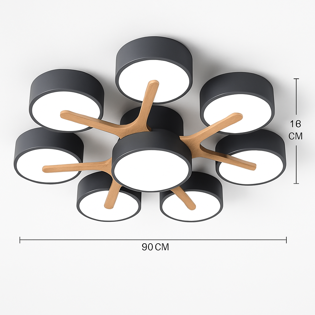 plafonnier led design nordique en bois pour décoration intérieure