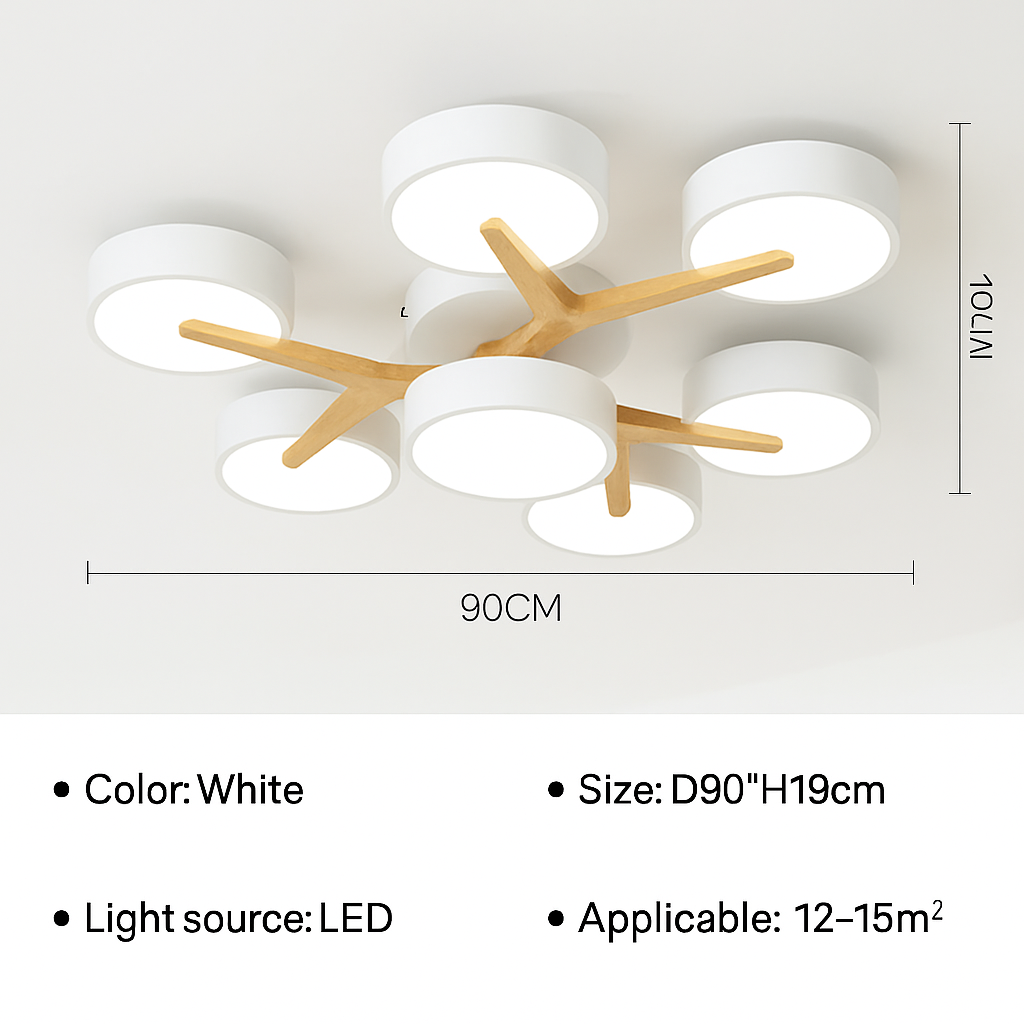 plafonnier led design nordique en bois pour décoration intérieure
