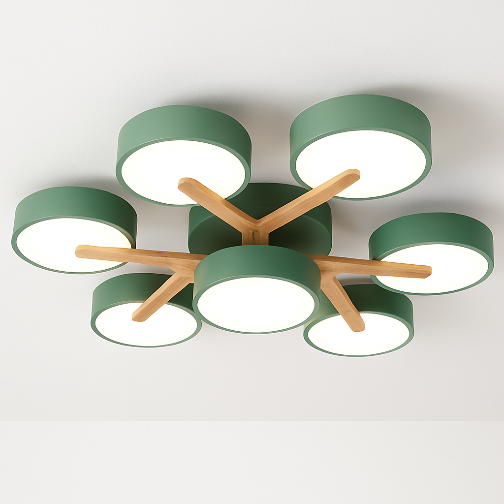 plafonnier led design nordique en bois pour décoration intérieure