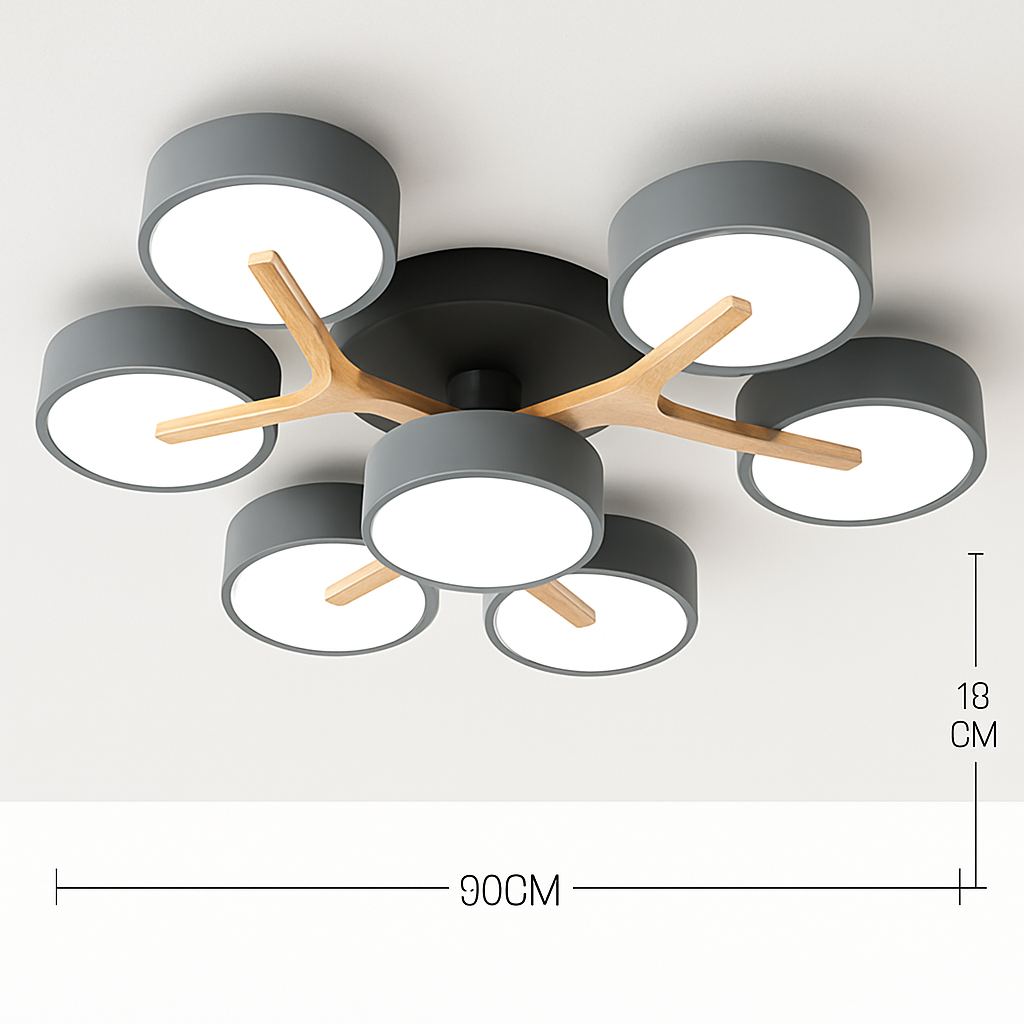 plafonnier led design nordique en bois pour décoration intérieure