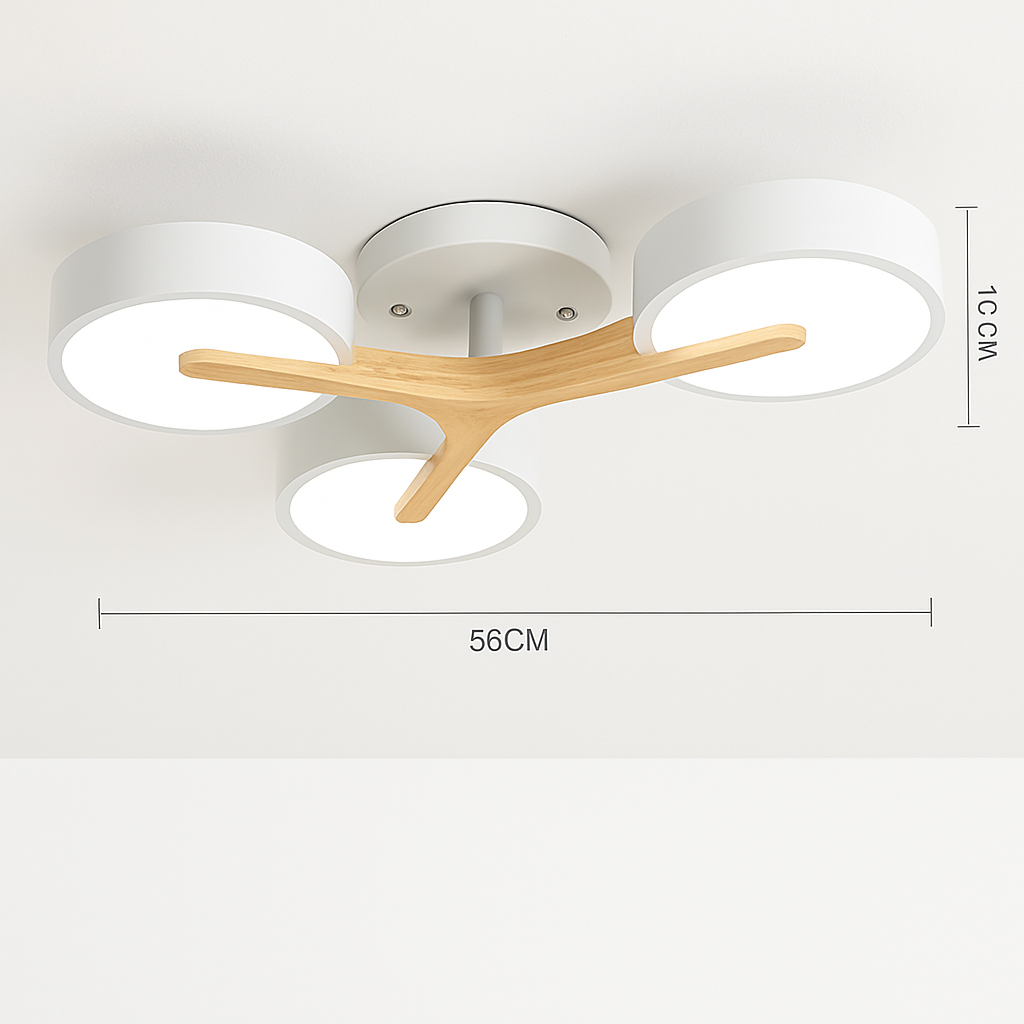 plafonnier led design nordique en bois pour décoration intérieure