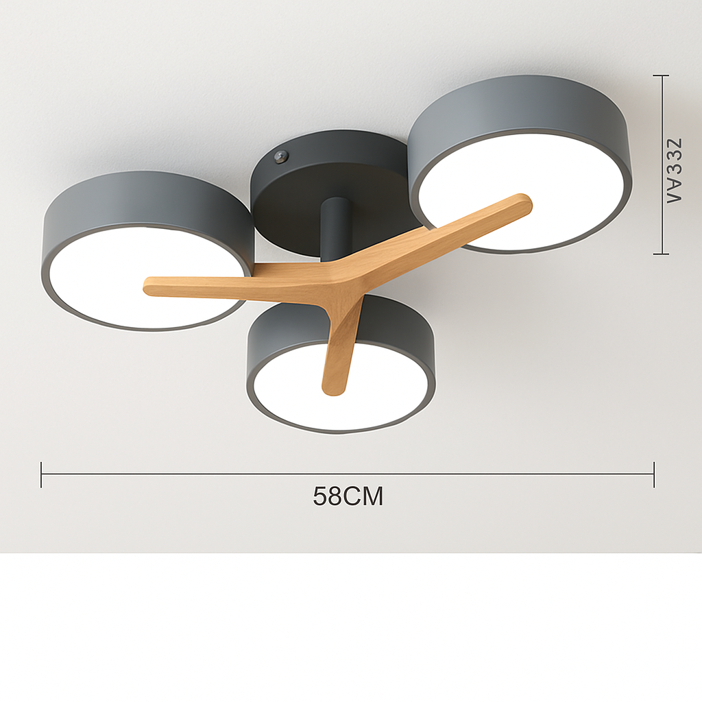 plafonnier led design nordique en bois pour décoration intérieure