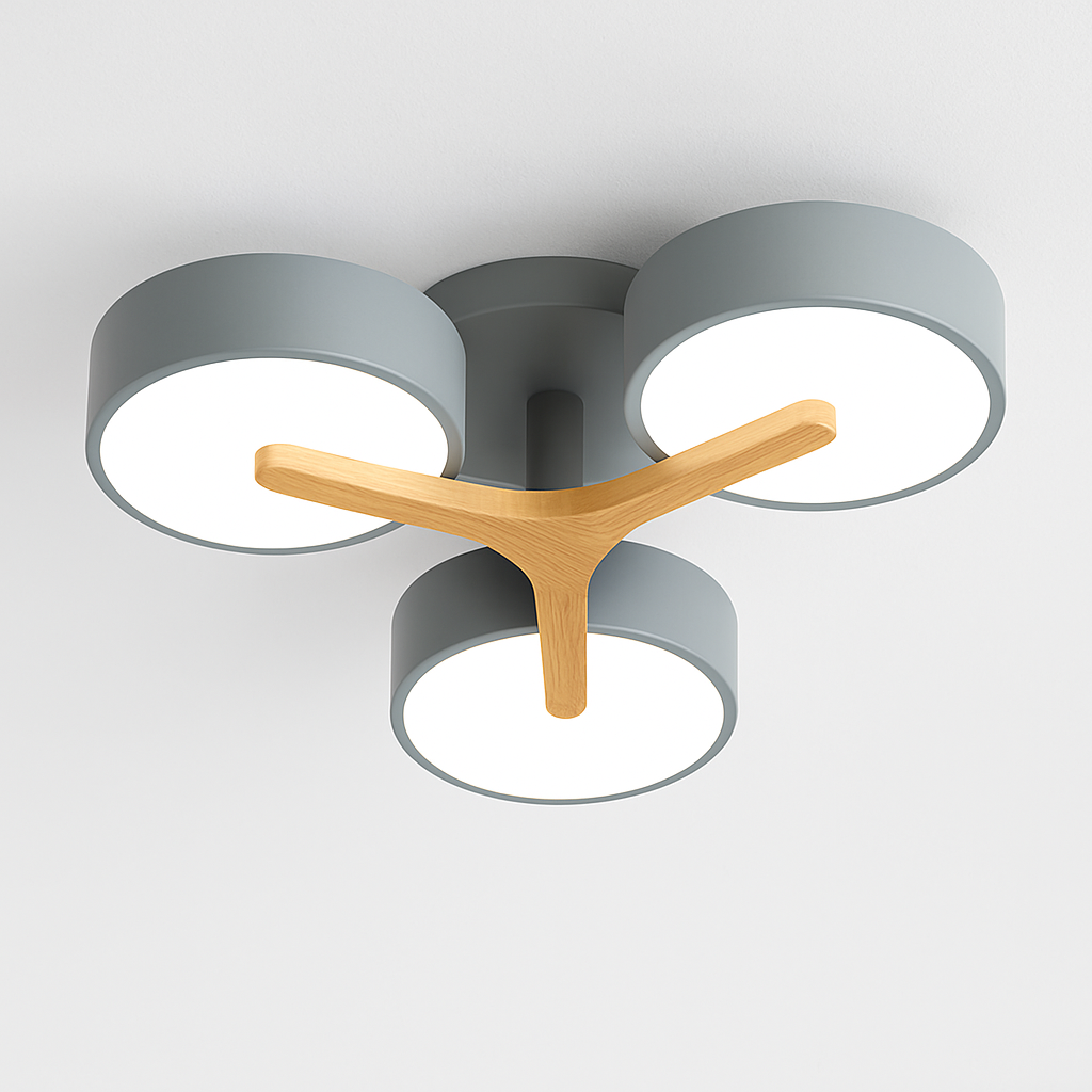 plafonnier led design nordique en bois pour décoration intérieure