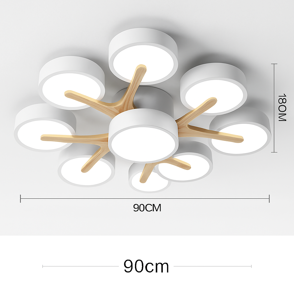 plafonnier led design nordique en bois pour décoration intérieure