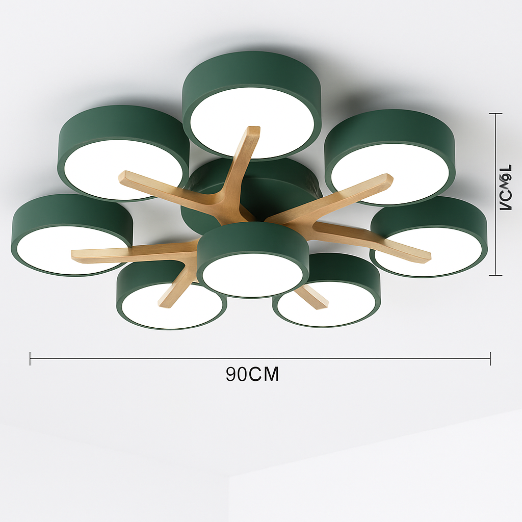 plafonnier led design nordique en bois pour décoration intérieure