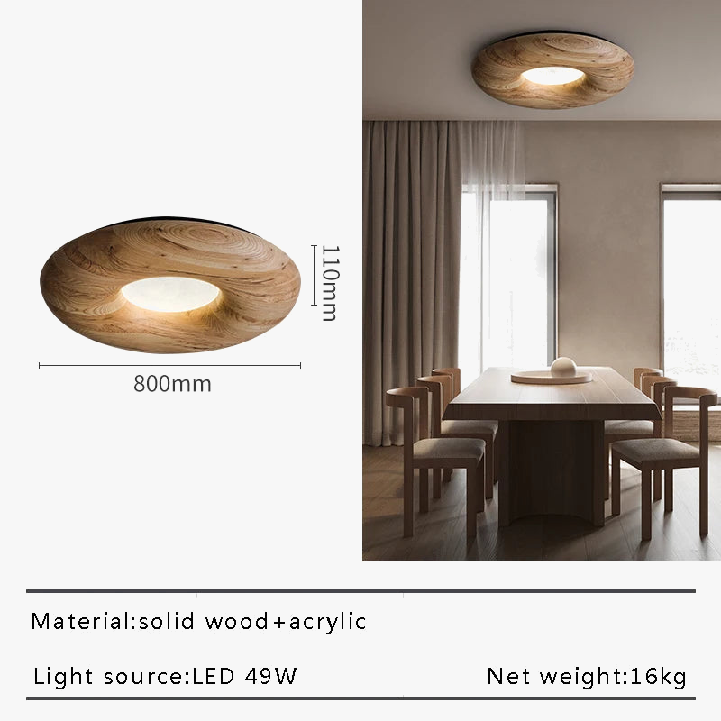 plafonnier led design rétro moderne en bois foncé grand lustre