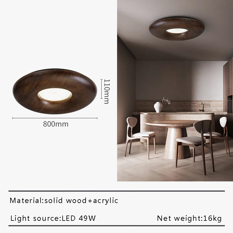 plafonnier led design rétro moderne en bois foncé grand lustre