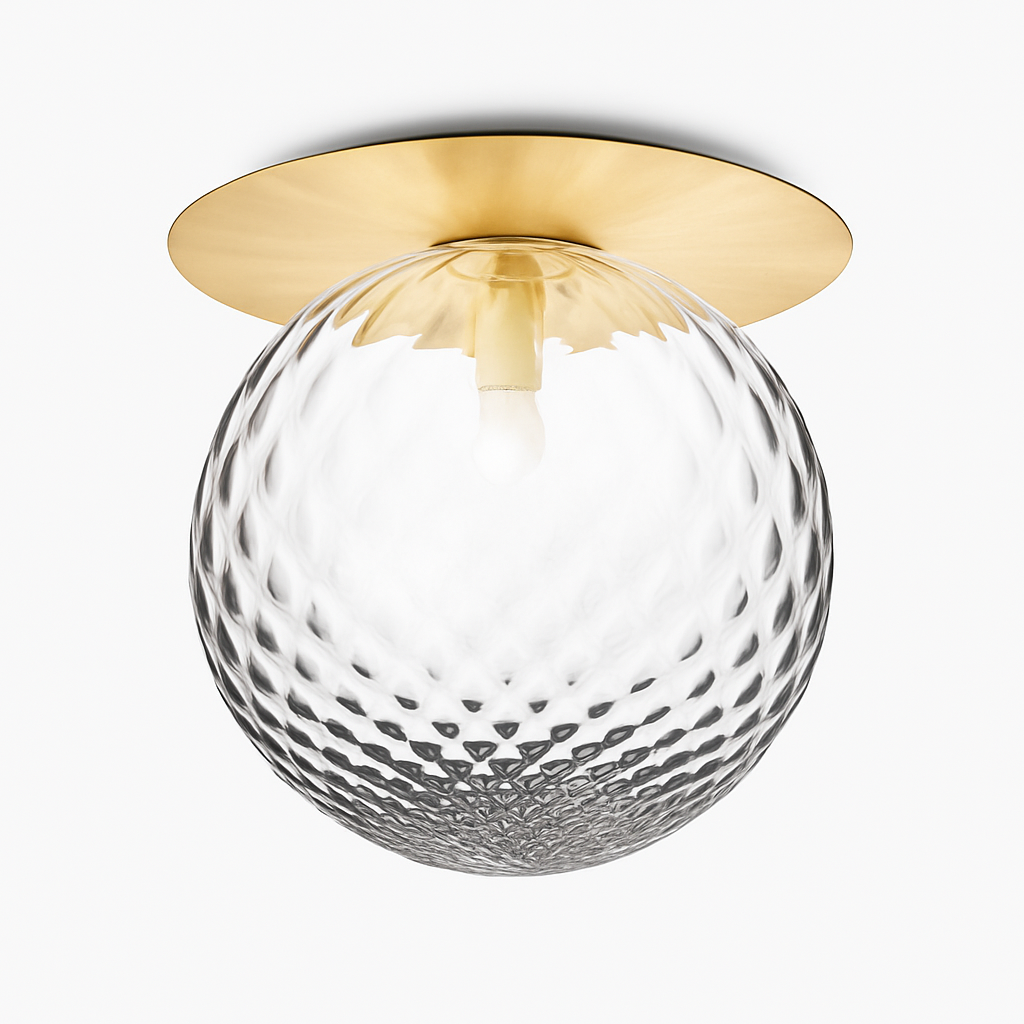 Plafonnier LED design rond doré avec boule en verre Porch
