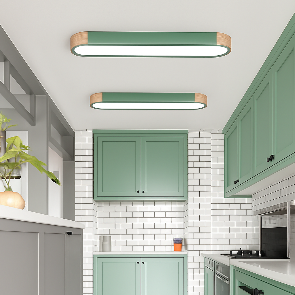 plafonnier led dimmable en bois pour divers espaces