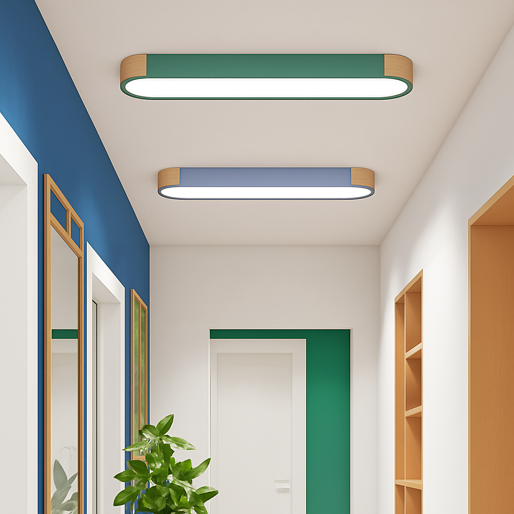 plafonnier led dimmable en bois pour divers espaces