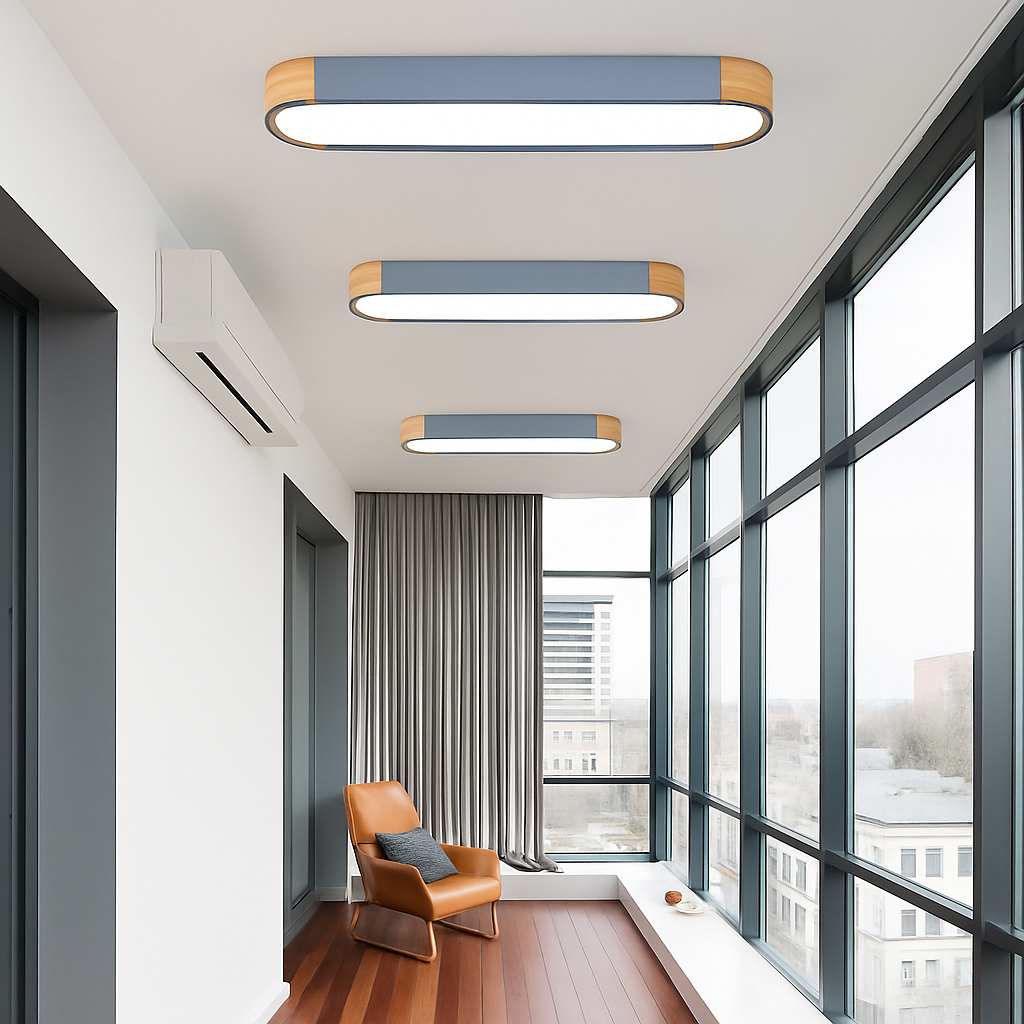 plafonnier led dimmable en bois pour divers espaces