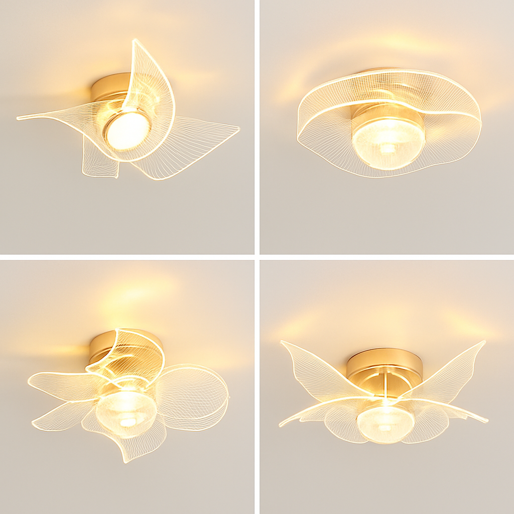 plafonnier led doré style nordique moderne en acrylique