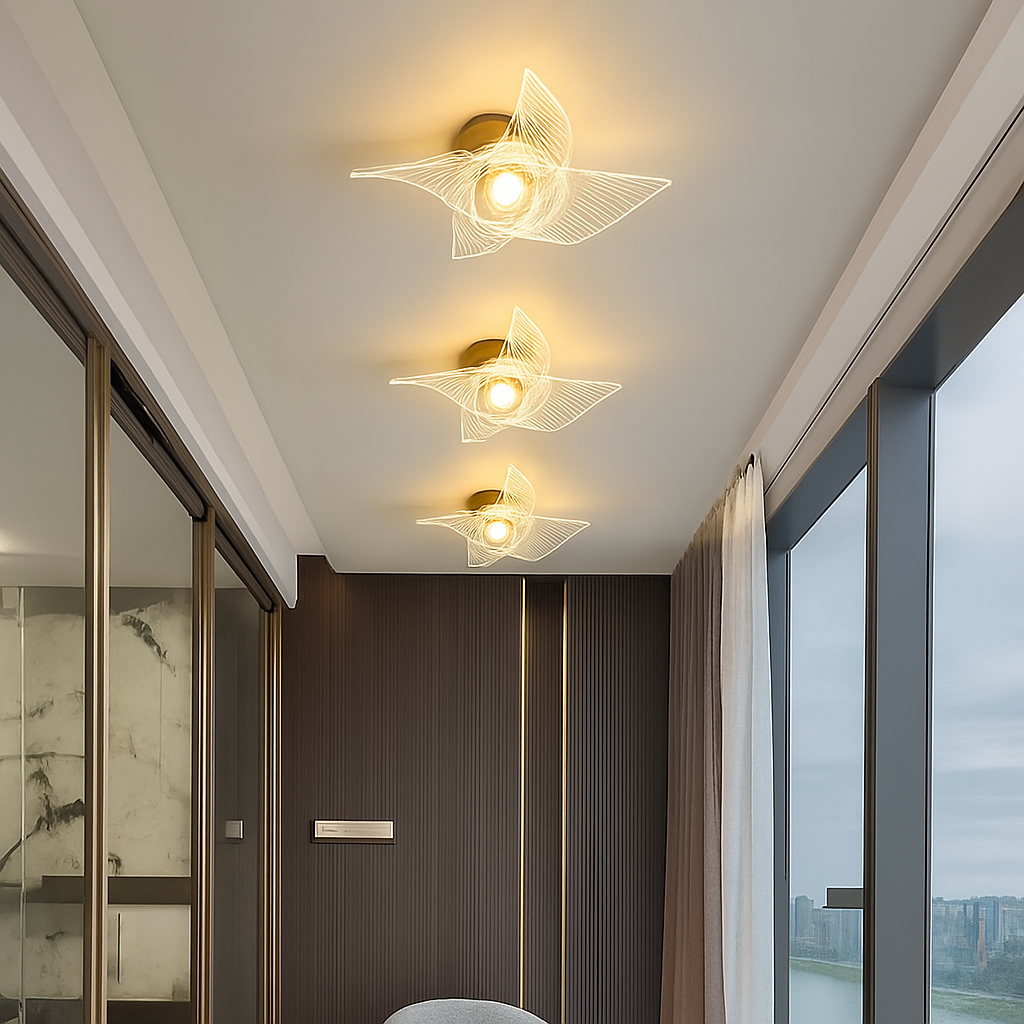 plafonnier led doré style nordique moderne en acrylique
