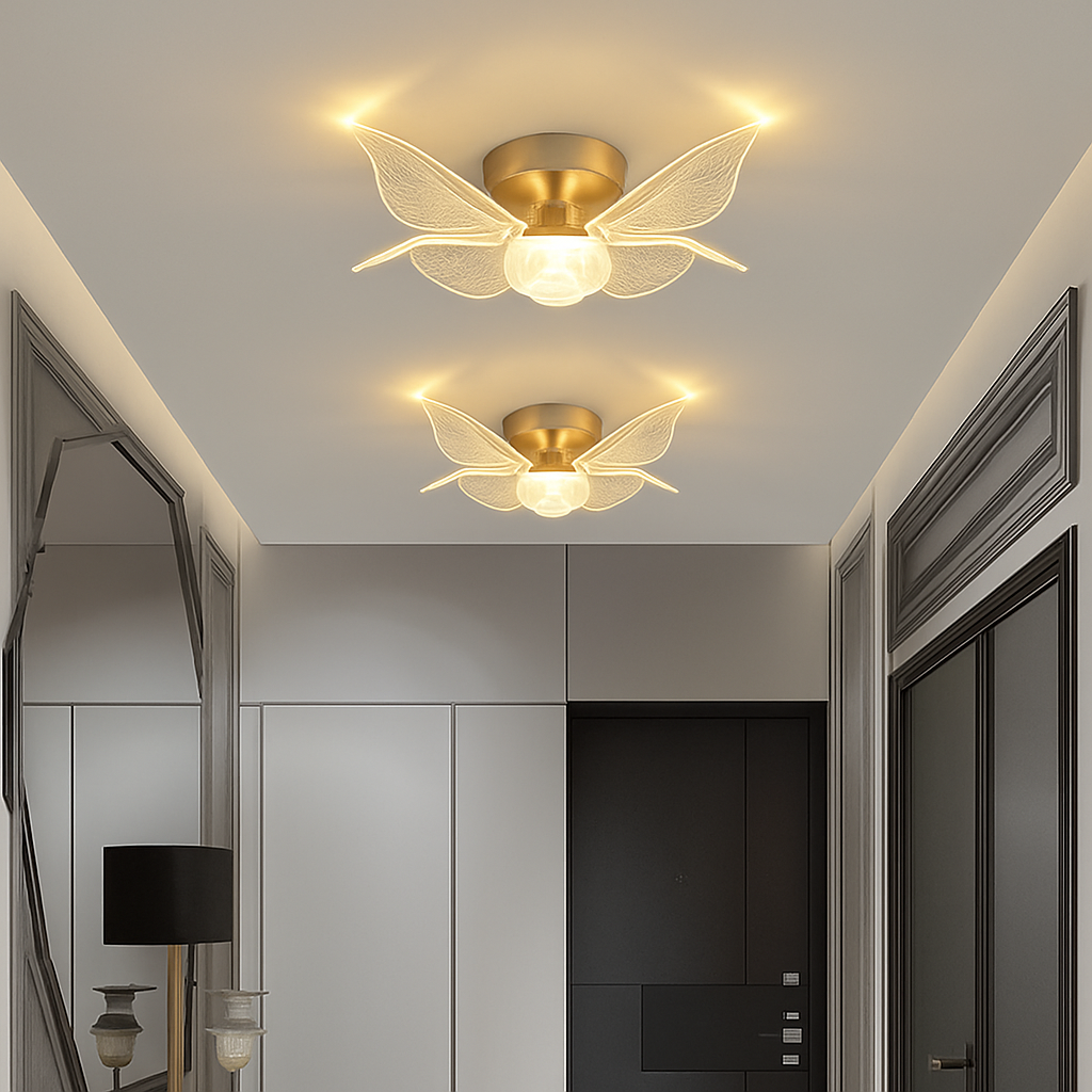 plafonnier led doré style nordique moderne en acrylique