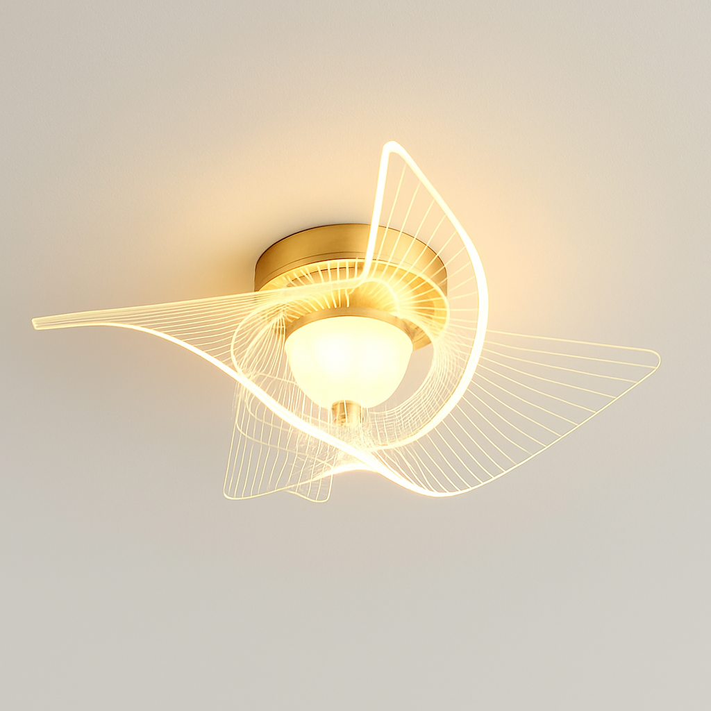 plafonnier led doré style nordique moderne en acrylique