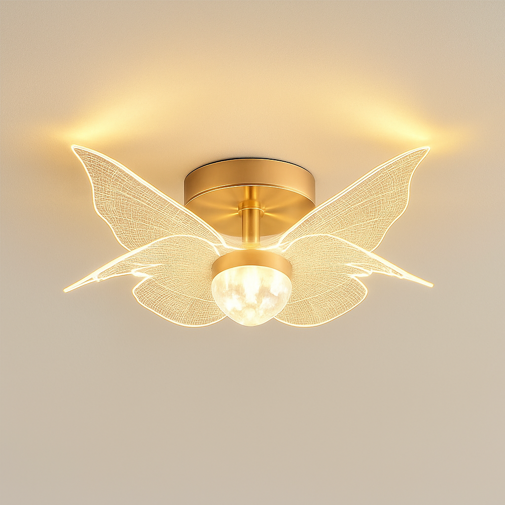 plafonnier led doré style nordique moderne en acrylique