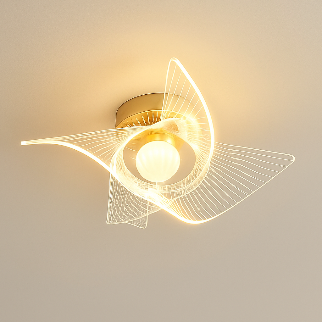 plafonnier led doré style nordique moderne en acrylique