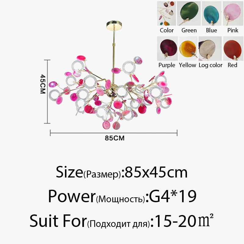 plafonnier led en agate naturelle pour décoration romantique intérieure