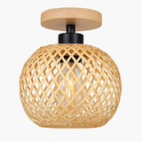 plafonnier led en bambou tissé design lumineux décoratif