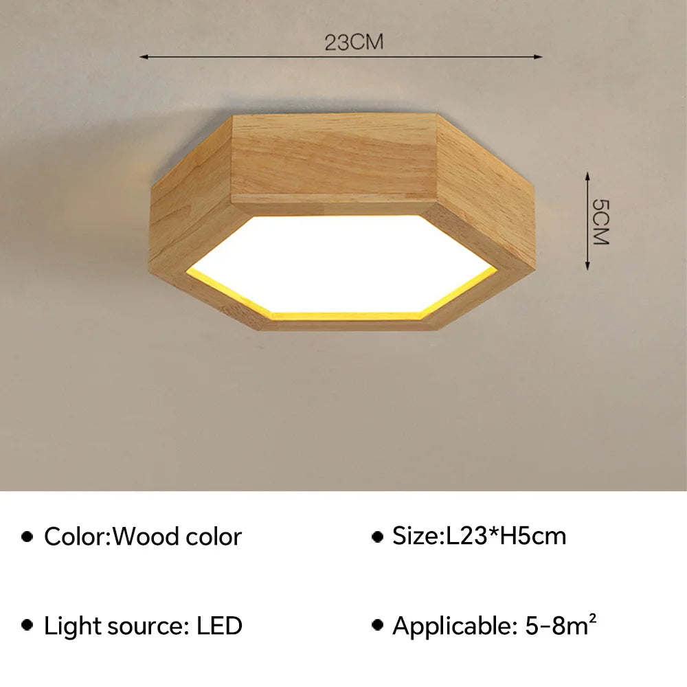 Plafonnier LED en bois au design moderne